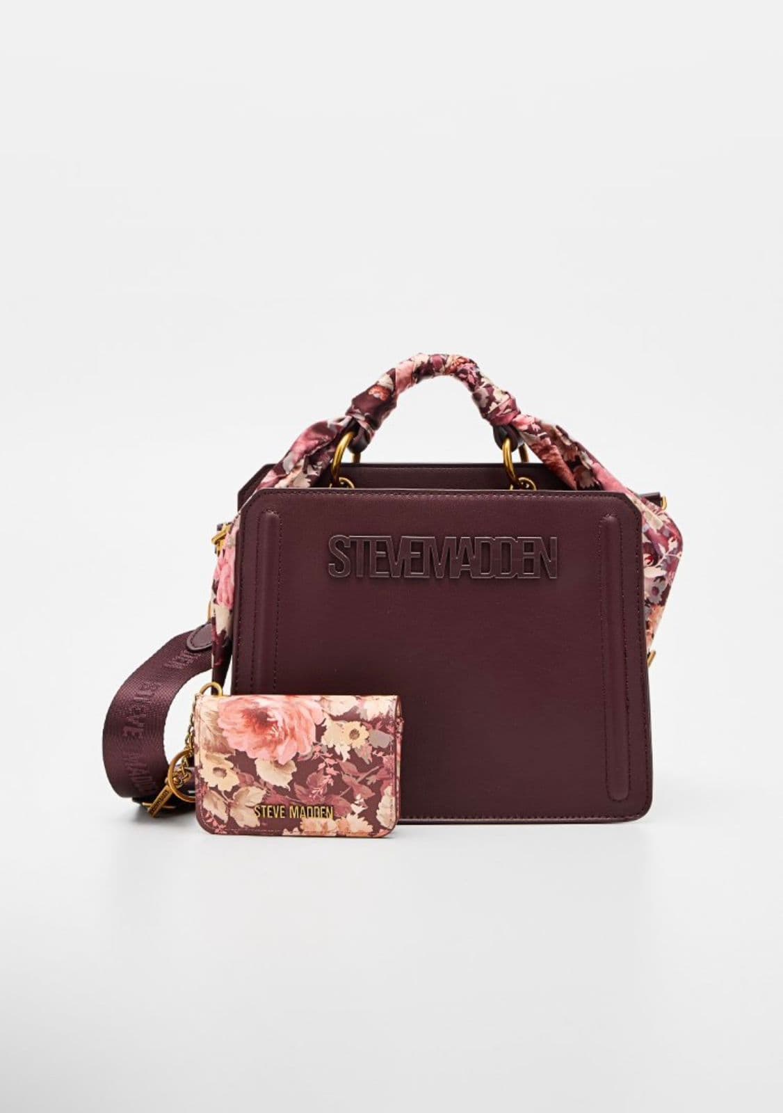 Sac à main burgundy avec détails floraux image 1